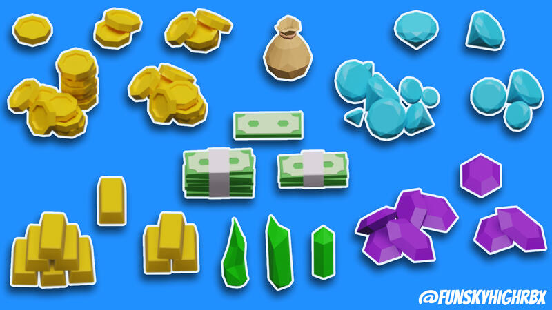 Low poly currency models